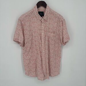 Rails Carson Button Down Linen Shirt Size Large Mens Rose Ceremony Print Short